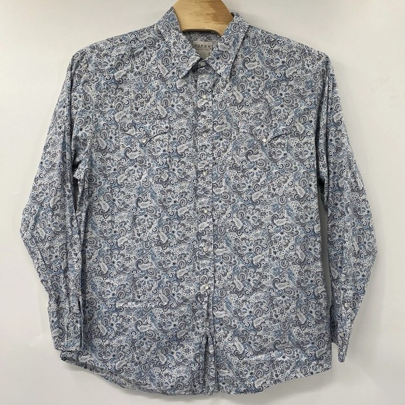 Roper Mens Long Sleeve Paisley Print Snap Button Western Shirt 2XL - Picture 2 of 4